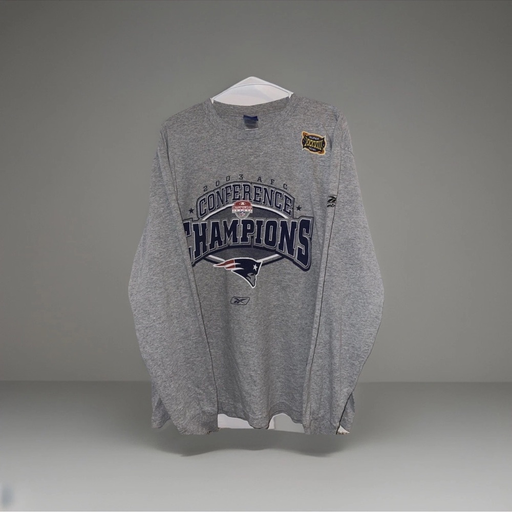 Vintage Reebok 2003 New England Patriots Champions Long Sleeve T Shirt Size M